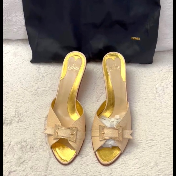 Fendi Shoes - Fendi  beautiful gold and cream sandals in elaborate leather.💛